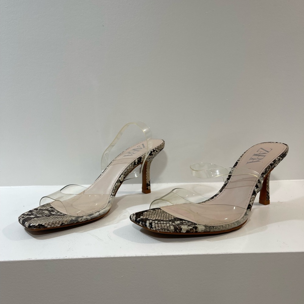 ZARA Snake Print Heeled Sandal